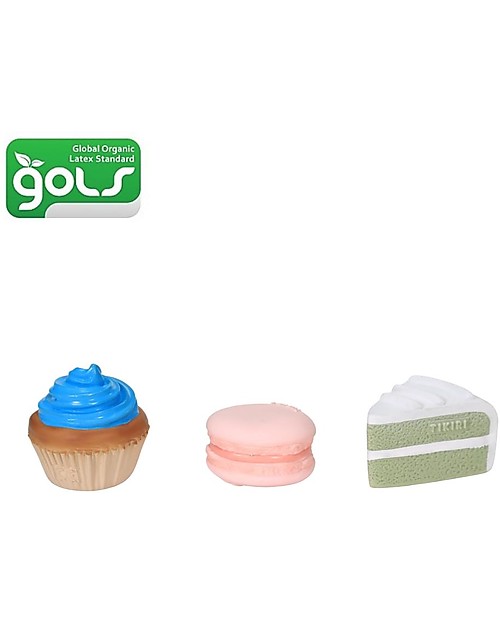 Tikiri Bakery Items - Set Cupcake, Torta e Macaroon - 100% Caucciù Naturale Massaggiagengive