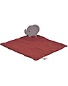 Tikiri DouDou Massaggiagengive Elefante - Barn Red -Caucciù Naturale e Cotone Bio Doudou