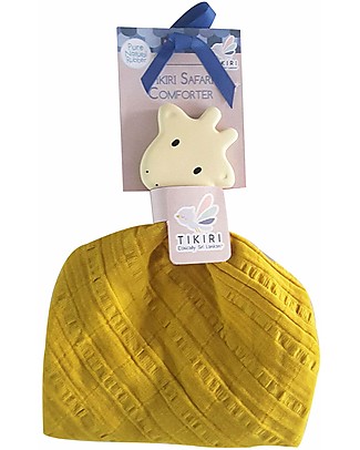 Tikiri DouDou Massaggiagengive Giraffa, Giallo - Caucciù Naturale e Cotone Bio Doudou