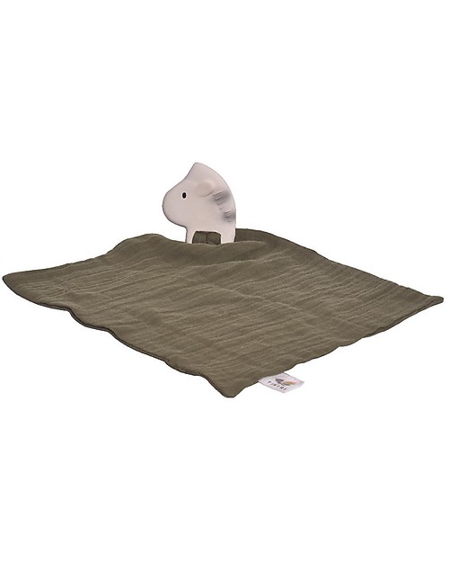 Tikiri DouDou Massaggiagengive Zebra - Verde Oliva -Caucciù Naturale e Cotone Bio Doudou