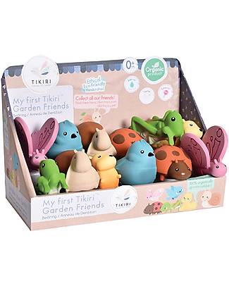 Tikiri Garden Animals - Assortimento 12 pezzi (6 soggetti) con Espositore da banco in omaggio Sonagli
