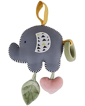 Tikiri Gioco Multisensoriale, Elefantino - Vibra tirando la Cordicella! - Cotone Bio null