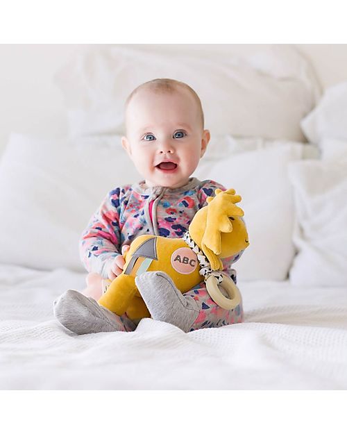 Tikiri Gioco Multisensoriale Leone, 24 cm - Cotone Bio Sonagli