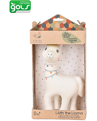 Tikiri Lilith il Lama - Sonaglio + Massaggiagengive + Gioco da Bagno - 100% Caucciù Naturale Giochi per Neonati_