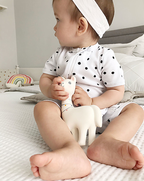 Tikiri Lilith il Lama - Sonaglio + Massaggiagengive + Gioco da Bagno - 100% Caucciù Naturale Giochi per Neonati_