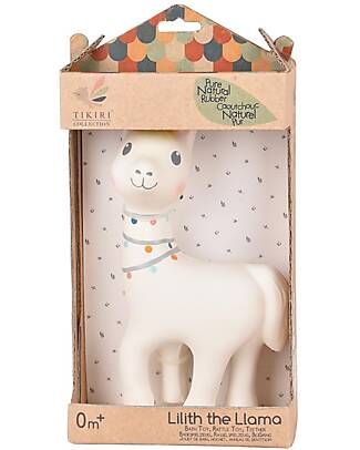 Tikiri Lilith il Lama - Sonaglio + Massaggiagengive + Gioco da Bagno - 100% Caucciù Naturale Giochi per Neonati_
