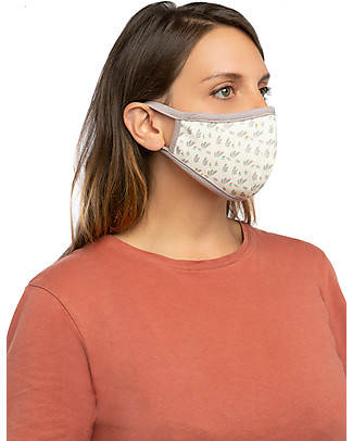 Tikiri Mascherina Lavabile per Adulti/11+ Anni - Piume - 3 Strati - Filtraggio oltre 95% - 100% Cotone certificato Oeko-Tex Mascherine di Protezione Individuale