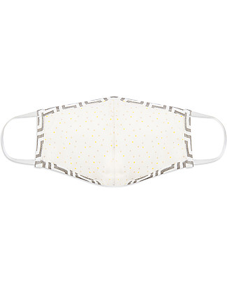 Tikiri Mascherina Lavabile per Adulti/11+ Anni - Pois Grigi - 3 Strati - Filtraggio oltre 95% - 100% Cotone certificato Oeko-Tex Mascherine di Protezione Individuale_