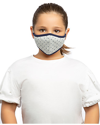 Tikiri Mascherina Lavabile per Bambini - Stelle - 3 Strati - Filtraggio oltre 95% - 100% Cotone certificato Oeko-Tex Mascherine di Protezione Individuale_