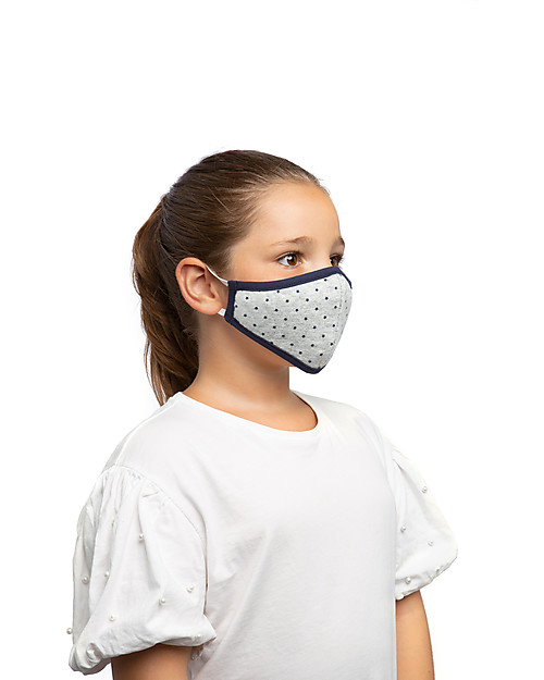 Tikiri Mascherina Lavabile per Bambini - Stelle - 3 Strati - Filtraggio oltre 95% - 100% Cotone certificato Oeko-Tex Mascherine Protettive_