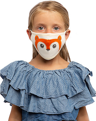 Tikiri Mascherina Lavabile per Bambini - Tigre - 3 Strati - Filtraggio oltre 95% - 100% Cotone certificato Oeko-Tex Mascherine di Protezione Individuale