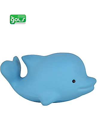 Tikiri Ocean Buddies - Delfino - 3-in-1 Sonaglio, Massaggiagengive, Gioco da Bagno - 100% Caucciù Naturale Giochi Bagno