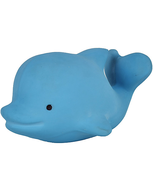 Tikiri Ocean Buddies - Delfino - 3-in-1 Sonaglio, Massaggiagengive, Gioco da Bagno - 100% Caucciù Naturale Giochi Bagno