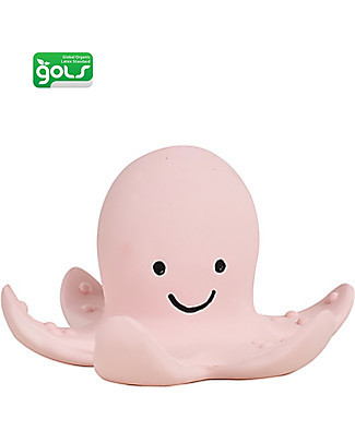 Tikiri Ocean Buddies - Polpo - 3-in-1 Sonaglio, Massaggiagengive, Gioco da Bagno - 100% Caucciù Naturale Giochi Bagno