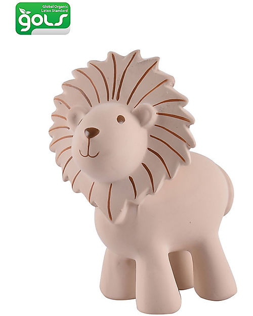 Tikiri OUTLET - 3-in-1 Sonaglio Leone, Massaggiagengive, Gioco da Bagno, My First Zoo - Confezione Regalo - 100% Caucciù Naturale - Pezzo di Showroom Giochi Bagno