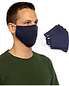 Tikiri Pacco da 3 Mascherine Lavabili per Adulti/11+ Anni - Blu - 3 Strati - Filtraggio oltre 95% - 100% Cotone certificato Oeko-Tex Mascherine Protettive_