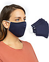Tikiri Pacco da 3 Mascherine Lavabili per Adulti/11+ Anni - Blu - 3 Strati - Filtraggio oltre 95% - 100% Cotone certificato Oeko-Tex Mascherine Protettive_
