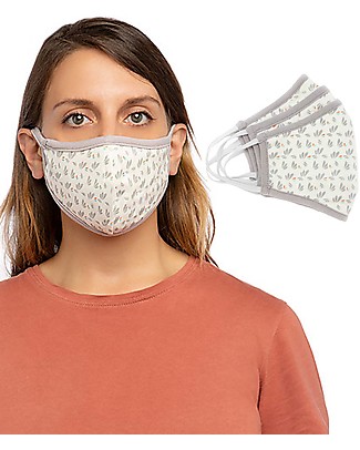 Tikiri Pacco da 3 Mascherine Lavabili per Adulti/11+ Anni - Piume - 3 Strati - Filtraggio oltre 95% - 100% Cotone certificato Oeko-Tex Mascherine di Protezione Individuale