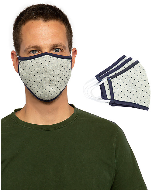 Tikiri Pacco da 3 Mascherine Lavabili per Adulti/11+ Anni - Stelle - 3 Strati - Filtraggio oltre 95% - 100% Cotone certificato Oeko-Tex Mascherine Protettive_