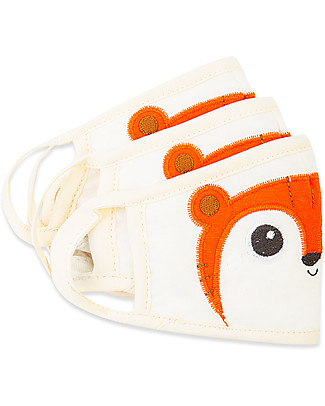 Tikiri Pacco da 3 Mascherine Lavabili per Bambini - Tigre - 3 Strati - Filtraggio oltre 95% - 100% Cotone certificato Oeko-Tex Mascherine di Protezione Individuale