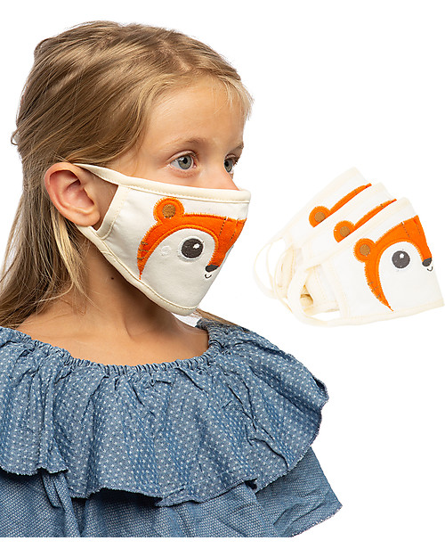 Tikiri Pacco da 3 Mascherine Lavabili per Bambini - Tigre - 3 Strati - Filtraggio oltre 95% - 100% Cotone certificato Oeko-Tex Mascherine Protettive_