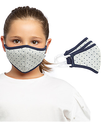 Tikiri Pack of 3 Child's Reusable Masks 6-11 years - Stars - 3 Layers - 95% Filter - 100% Cotton - Oeko-Tex Certified Face Mask for Personal Protection