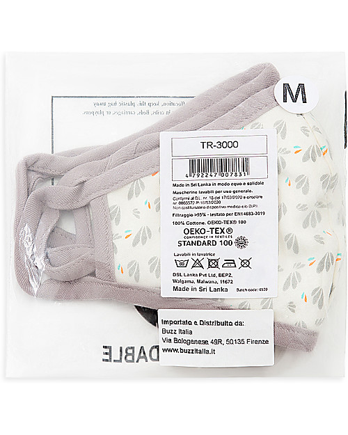 Tikiri Set di due Mascherine Lavabili Mamma + Bambina/o - 3 Strati - Filtraggio oltre 95% - 100% Cotone certificato Oeko-Tex Mascherine Protettive_