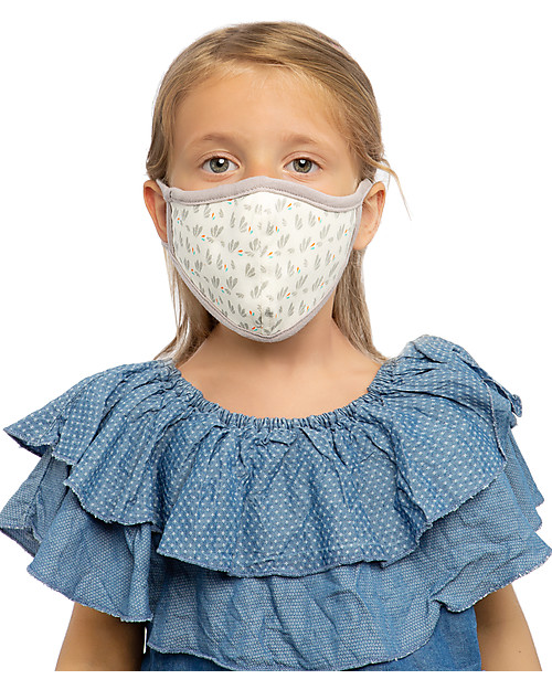 Tikiri Set di due Mascherine Lavabili Mamma + Bambina/o - 3 Strati - Filtraggio oltre 95% - 100% Cotone certificato Oeko-Tex Mascherine Protettive_