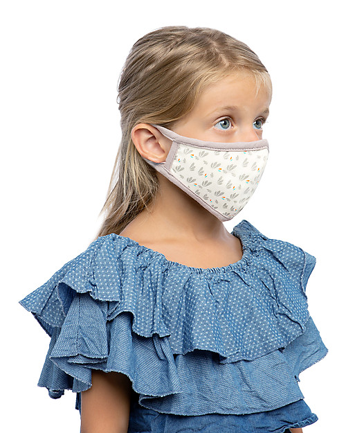 Tikiri Set di due Mascherine Lavabili Mamma + Bambina/o - 3 Strati - Filtraggio oltre 95% - 100% Cotone certificato Oeko-Tex Mascherine Protettive_