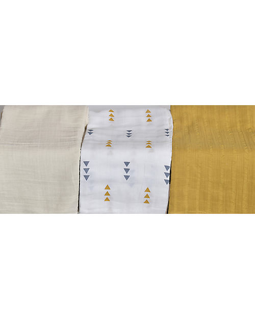 Tikiri Set Regalo Tre Mussole e Massaggiagengive - Giraffa Swaddle di Mussola