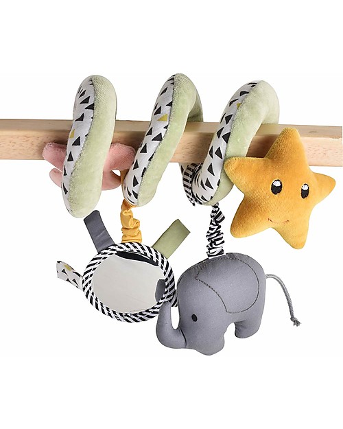Tikiri Spirale di Attività, Elefantino + Stella - Cotone Bio Giochi per Neonati_