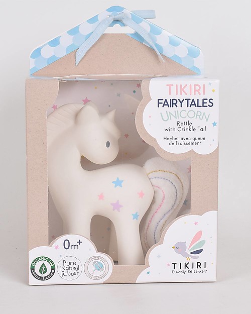 Tikiri Unicorno Fairytales - Zucchero Filato - Caucciù Naturale e Cotone Bio Sonagli
