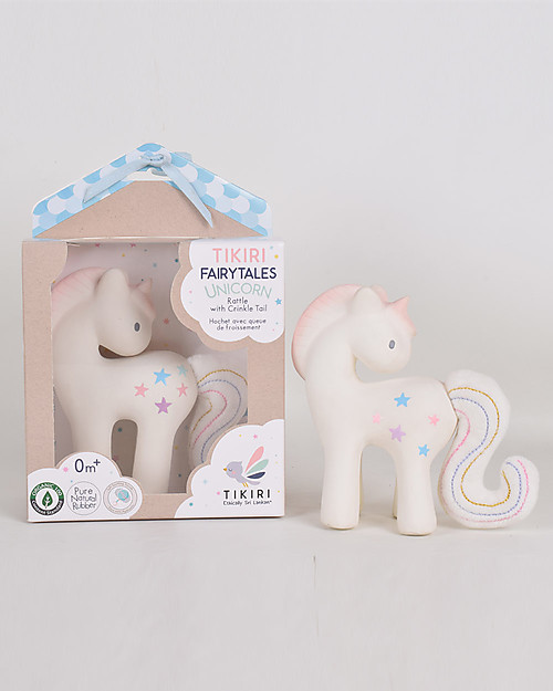 Tikiri Unicorno Fairytales - Zucchero Filato - Caucciù Naturale e Cotone Bio Sonagli