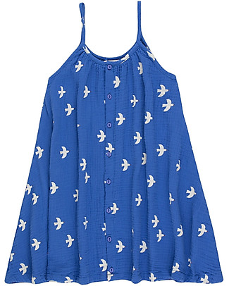 Tiny Cottons Abito Ampio Senza Maniche Uccelli - Blu oltremare - 100% Cotone Vestiti_