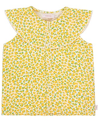 Tiny Cottons Blusa con Colletto Senza Maniche Oleandri - Crema Chiaro - 100% Cotone Bluse