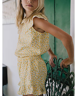 Tiny Cottons Blusa con Colletto Senza Maniche Oleandri - Crema Chiaro - 100% Cotone Bluse