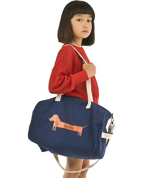 Tiny Cottons Borsone Bimbi il Bassotto, Blu - Manici e Tracolla Borse Cambio