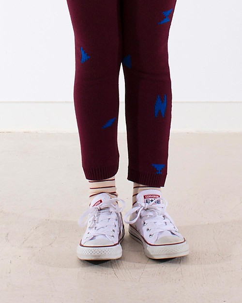 Tiny Cottons Calzini Lunghi a Righe, Beige+Bordeaux Calzini