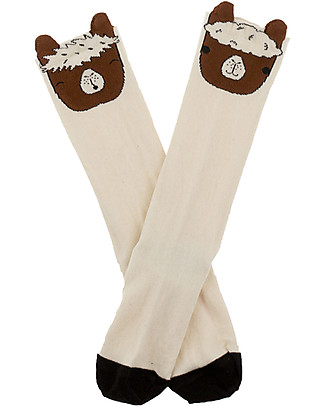 Tiny Cottons Calzini Lunghi Musetti di Lama, Beige+Marrone - Due disegni diversi! Calzini