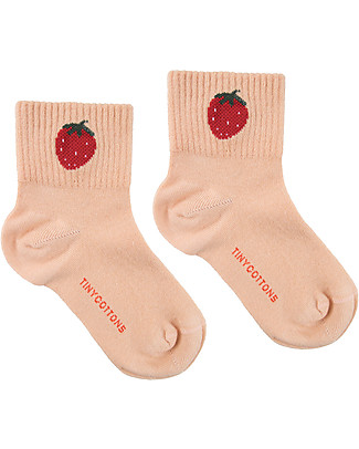 Tiny Cottons Calzini Medi Fragola, Nude/Bordeaux - Cotone Elasticizzato Calzini