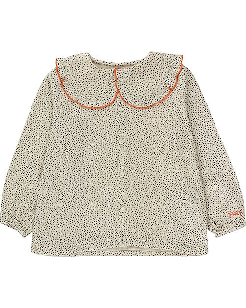 Tiny Cottons Camicia Maniche Lunghe a Pois - Crema/Blu - 100% Cotone Bluse