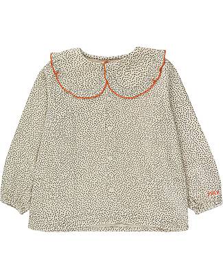 Tiny Cottons Camicia Maniche Lunghe a Pois - Crema/Blu - 100% Cotone Bluse