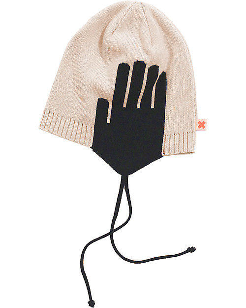 Tiny Cottons Cappellino Paraorecchie, Panna/Nero - Cotone e Lana Merino Cappelli Invernali