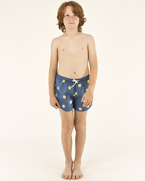 Tiny Cottons Costume Bimbo a Pantaloncino Sole - Blu/Giallo Boxer Mare