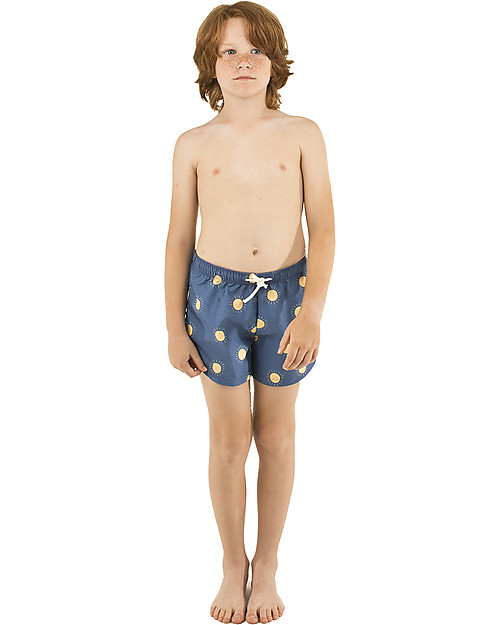 Tiny Cottons Costume Bimbo a Pantaloncino Sole - Blu/Giallo Boxer Mare