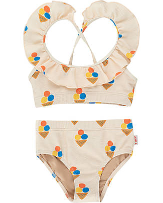 Tiny Cottons Costume due Pezzi Ice Cream - Crema - con Simpatici Volant! Costumi Due Pezzi