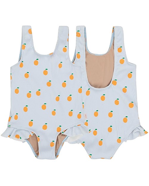 Tiny Cottons Costume Intero con Volant - Arance - Celeste / Arancione Costumi Interi