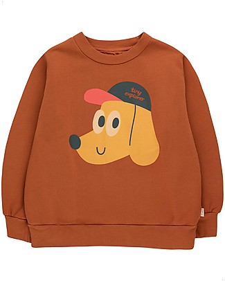 Tiny Cottons Felpa a Maniche Lunghe - Cagnolino con Cappello - Rame - 100% Felpa di Cotone Bio Felpe