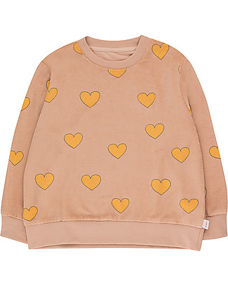 Tiny Cottons Felpa a Maniche Lunghe Cuori, Nude/Giallo - 100% Cotone Pima Felpe
