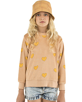 Tiny Cottons Felpa a Maniche Lunghe Cuori, Nude/Giallo - 100% Cotone Pima Felpe
